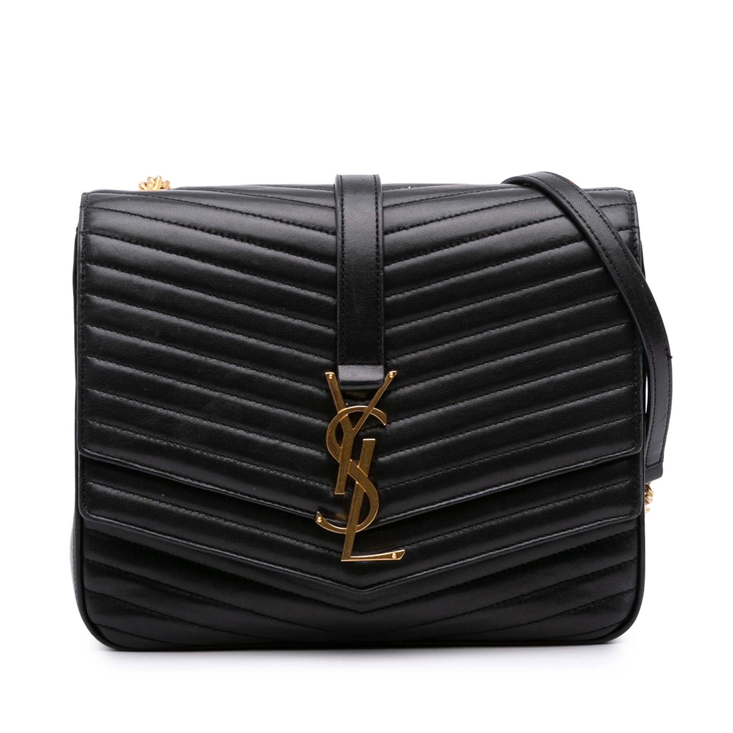Saint Laurent Medium Chevron Lambskin Monogram Sulpice Bag