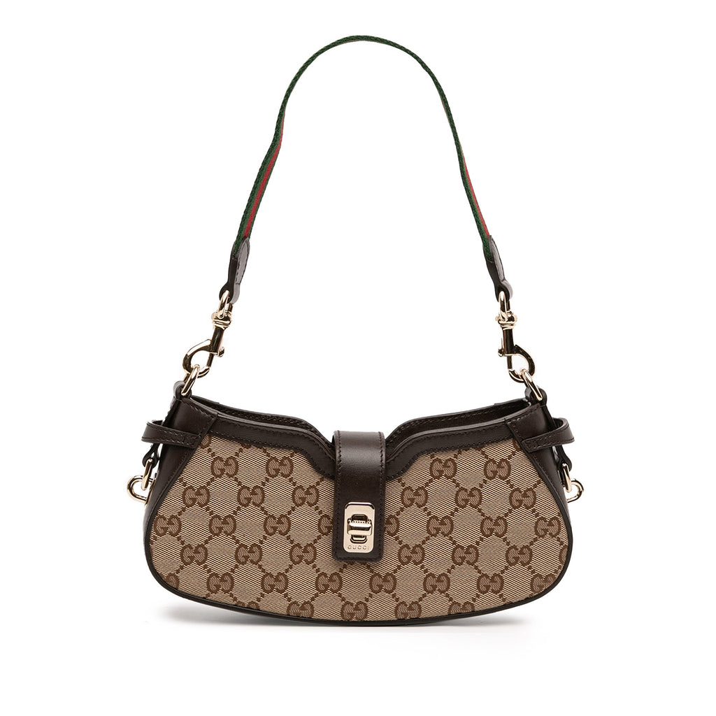 Gucci Mini GG Supreme Moon Side Web Shoulder Bag