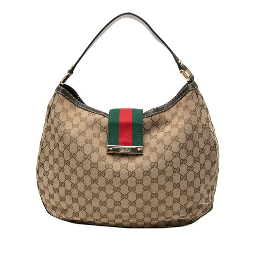 Gucci Large GG Canvas Web New Ladies Hobo