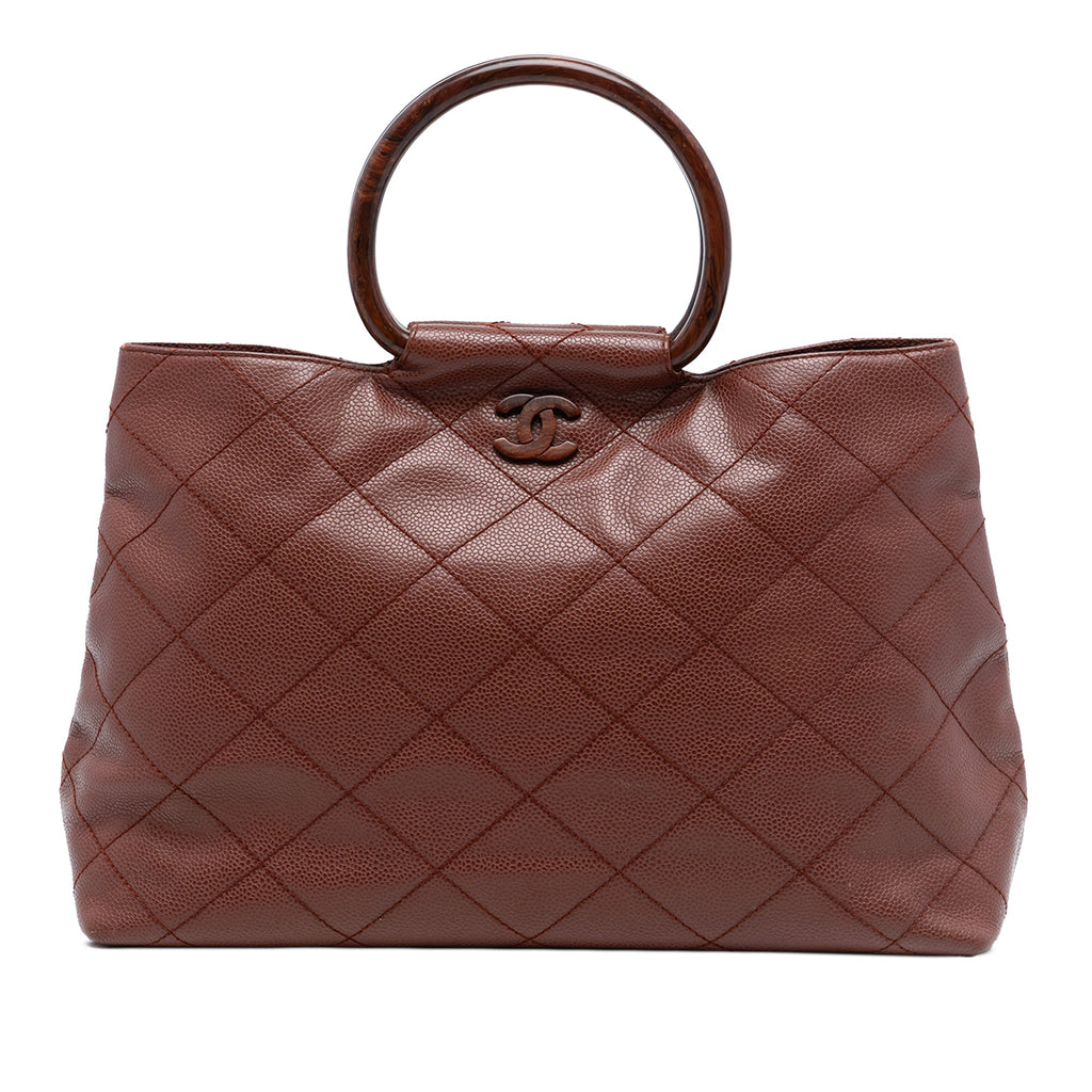 Chanel CC Quilted Caviar Tortoise Top Handle Bag