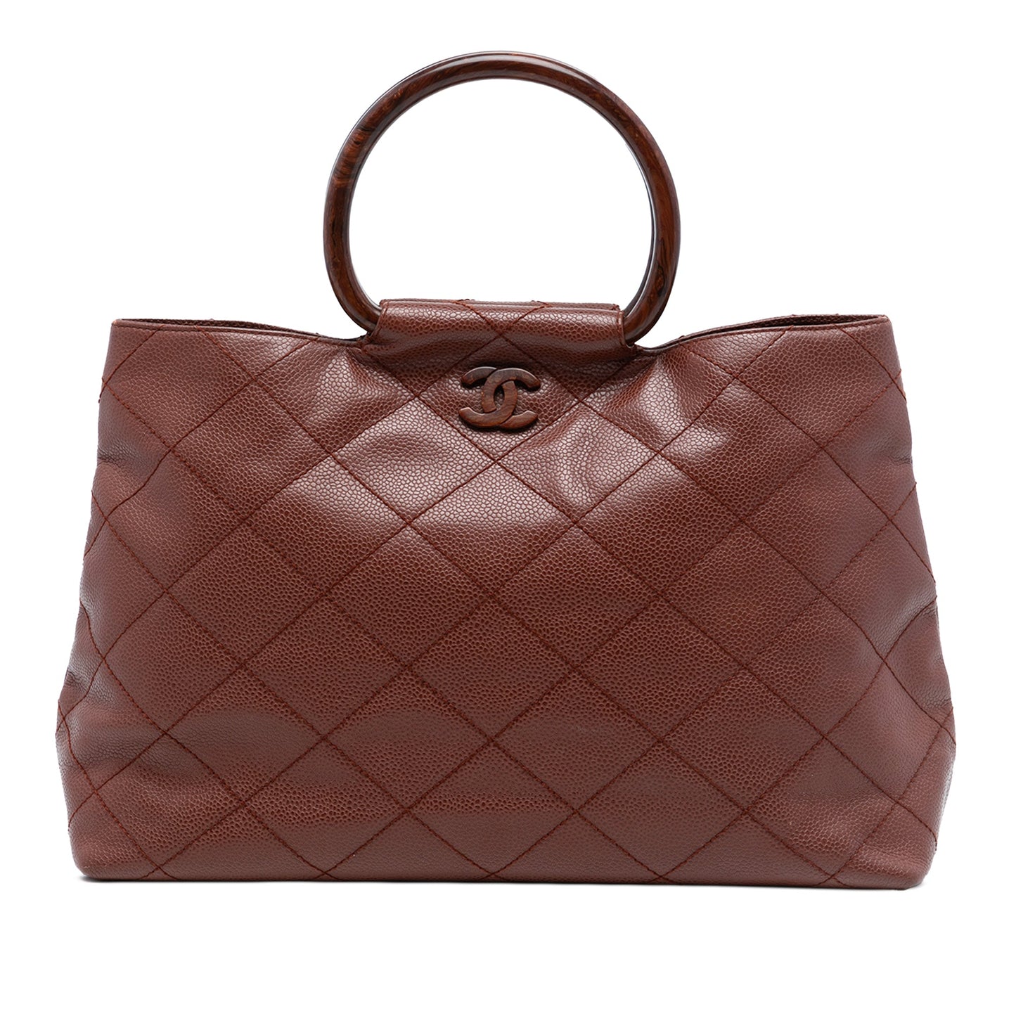 Chanel CC Quilted Caviar Tortoise Top Handle Bag