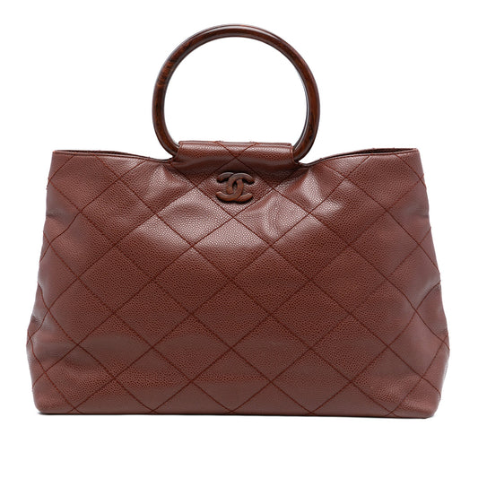 Chanel CC Quilted Caviar Tortoise Top Handle Bag