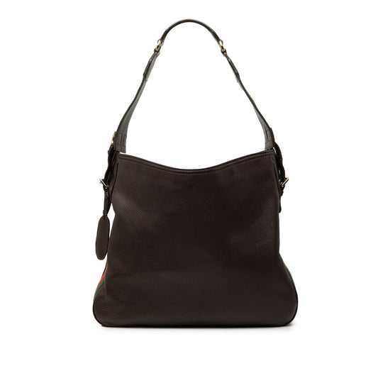 Gucci Medium Pebbled Calfskin Web Heritage Shoulder Bag