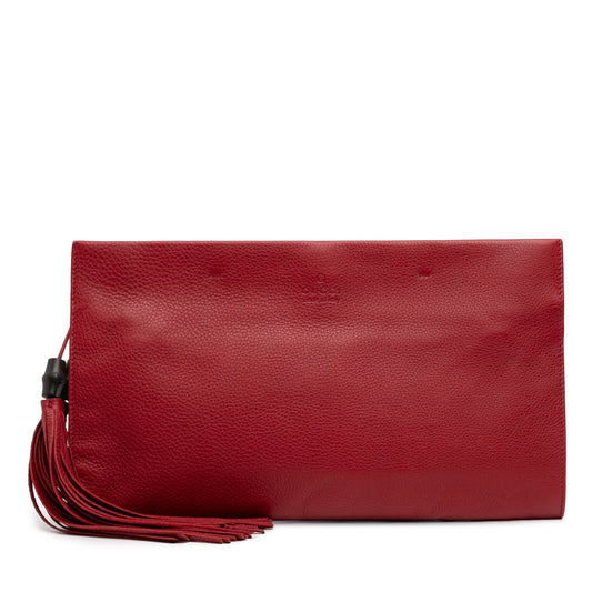 Gucci Leather Bamboo Tassel Clutch
