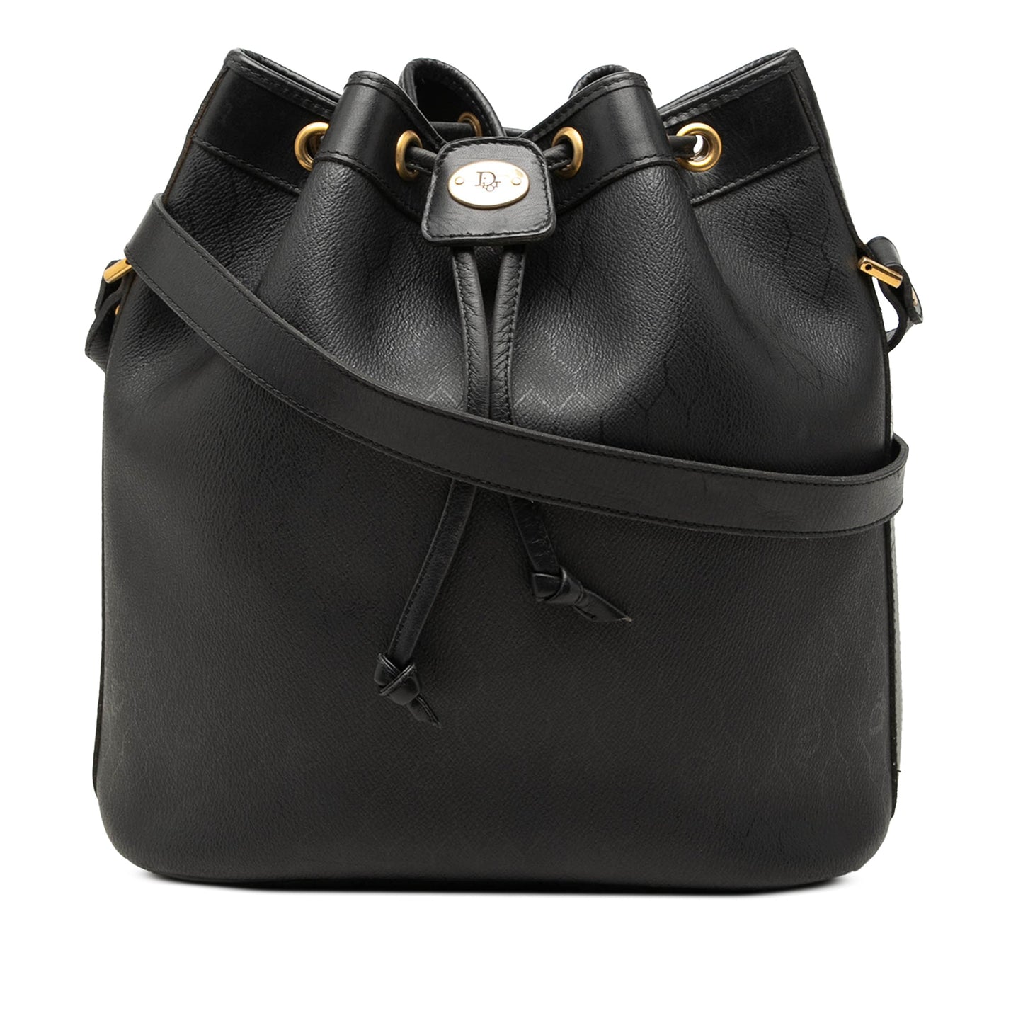 Dior Honeycomb Coated Canvas Drawstring Bucket Bag