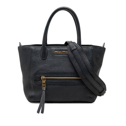 Miu Miu Goatskin Madras Front Pocket Satchel