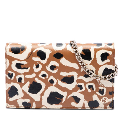 Gucci Cartera Betty con cadena de piel de becerro y estampado de leopardo