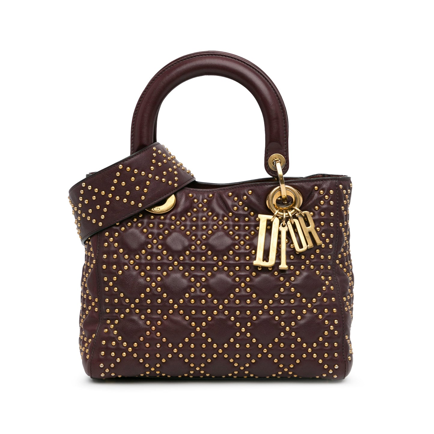 Dior Medium Lambskin Cannage Studded Supple Lady Dior