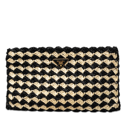 Prada Raffia Crochet Clutch