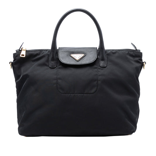 Prada Saffiano Trimmed Tessuto Satchel