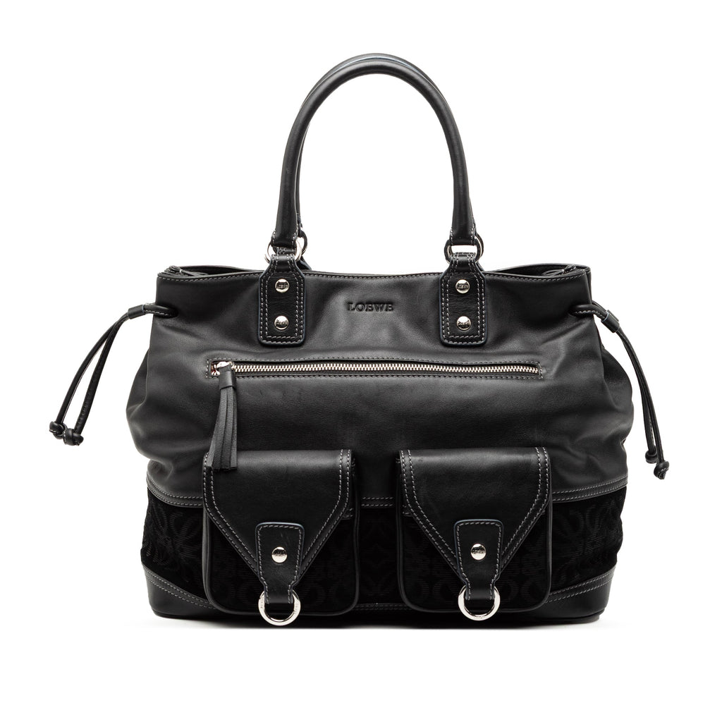 Loewe Calfskin and Suede Anagram Pocket Tote