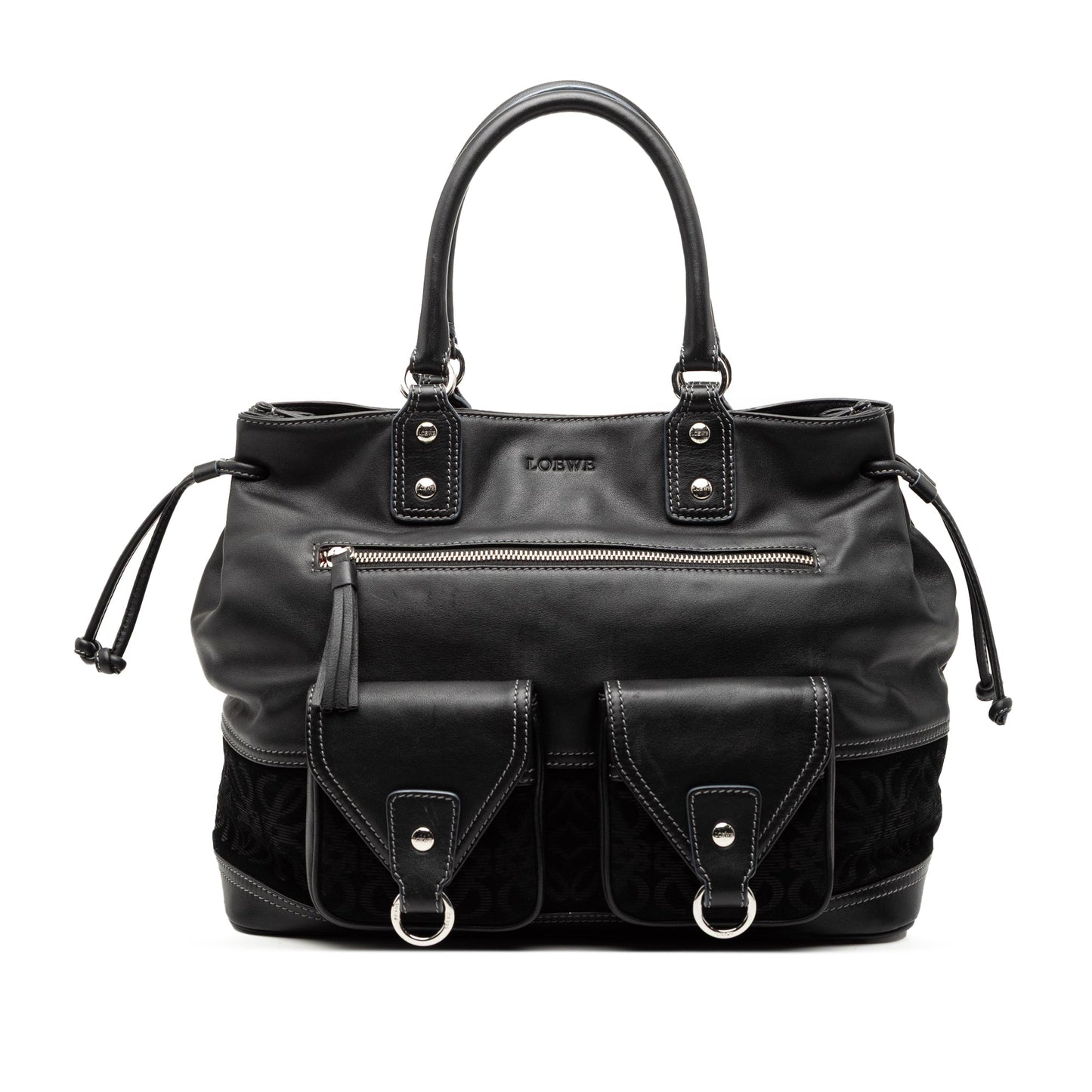 Loewe Calfskin and Suede Anagram Pocket Tote