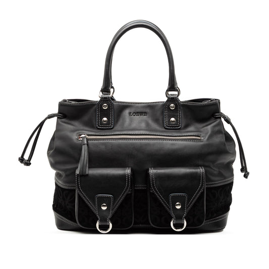 Loewe Calfskin and Suede Anagram Pocket Tote