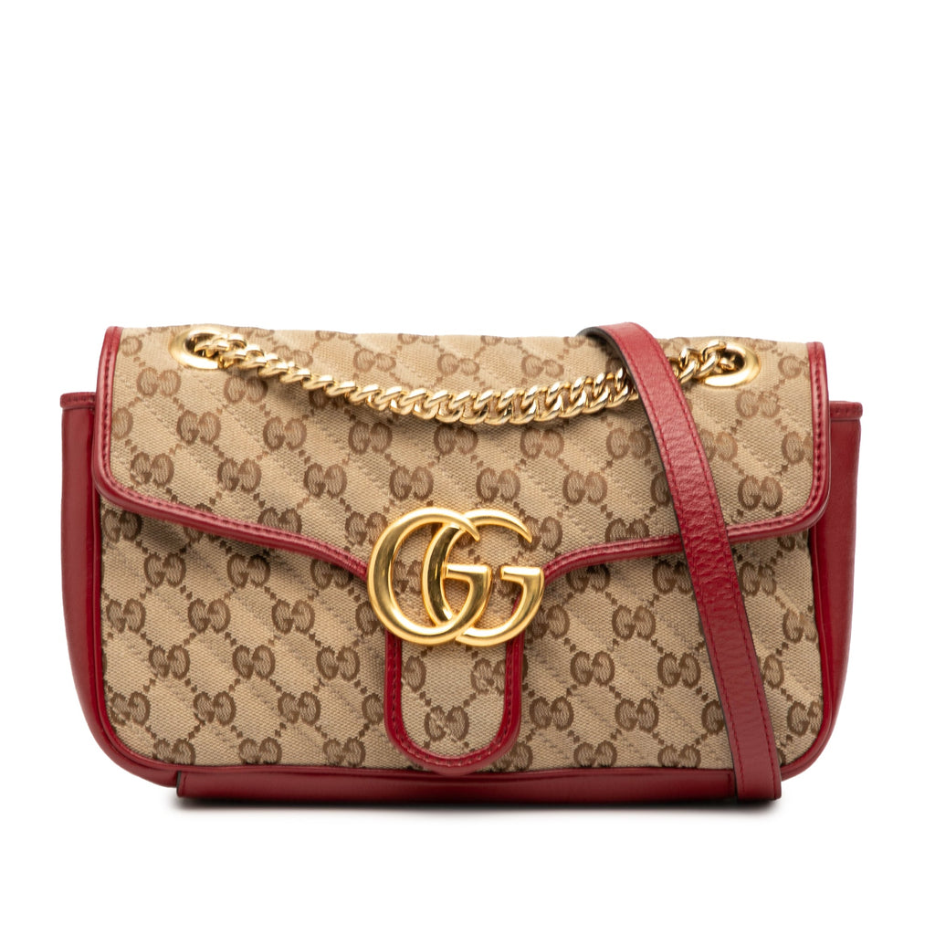 Gucci Medium GG Marmont Matelasse Diagonal GG Canvas and Leather Shoulder Bag