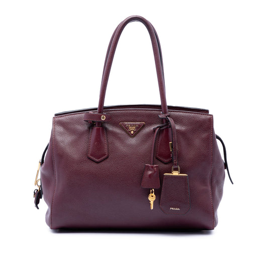Prada Vitello Daino Zip Top Convertible Tote
