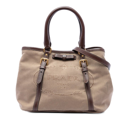 Prada Canvas Canapa Logo Bow Satchel