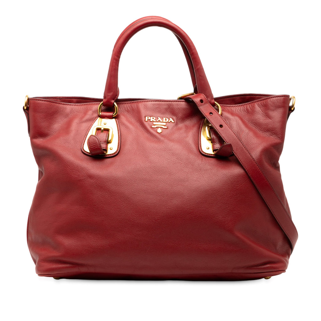 Prada Soft Calfskin Open Convertible Shopping Tote