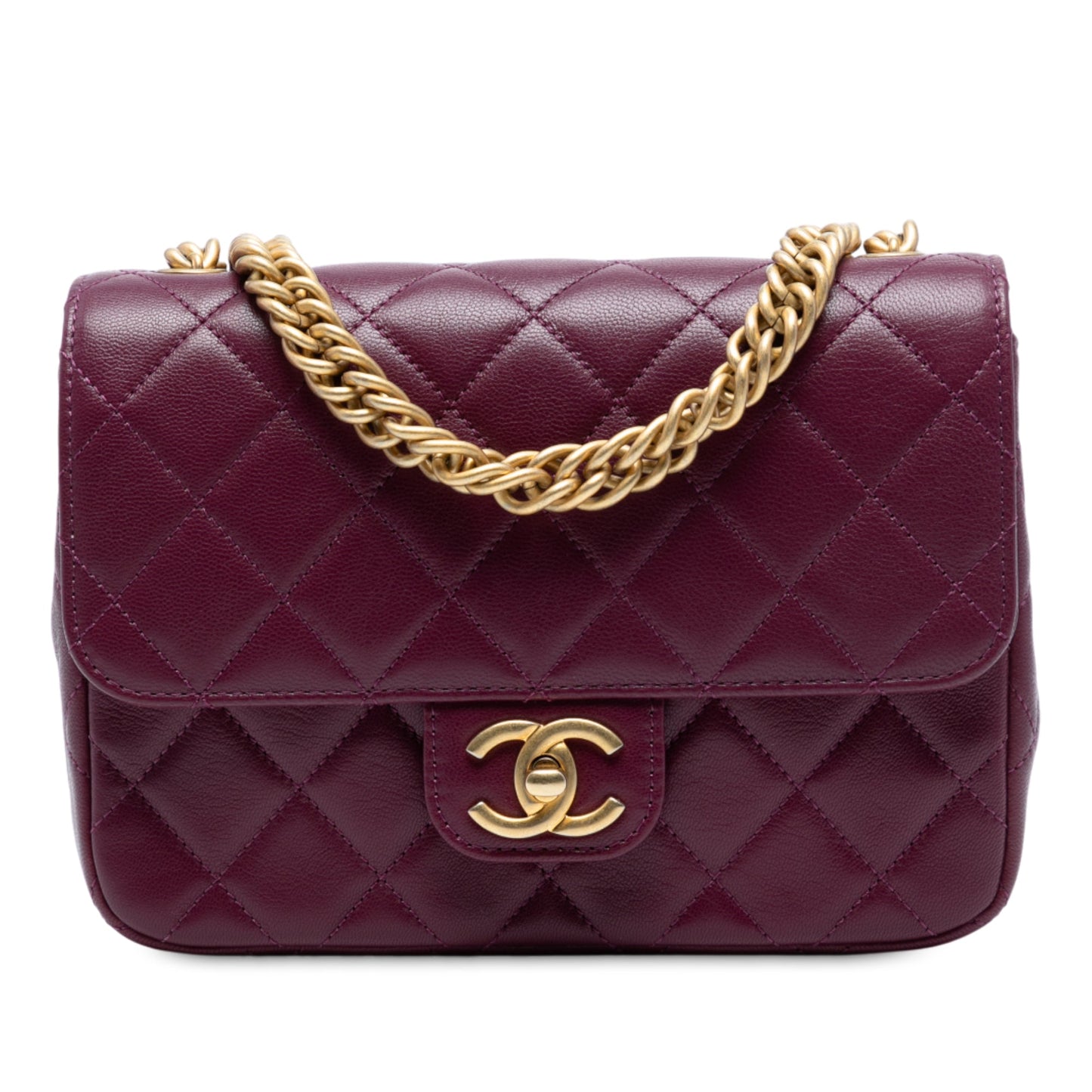 Mini Quilted Lambskin Straight Lined Chain Flap