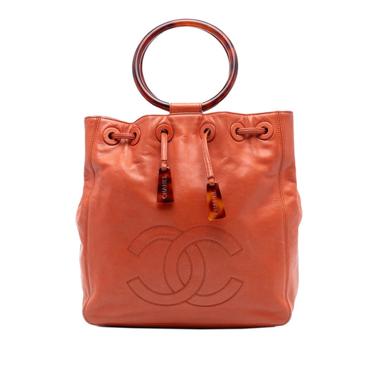 Chanel CC Lambskin Tortoise Ring Drawstring Tote