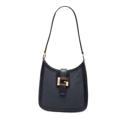 Gucci Bicolor Canvas and Calfskin Shoulder Bag