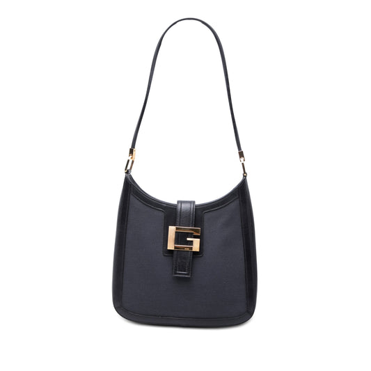 Gucci Bicolor Canvas and Calfskin Shoulder Bag