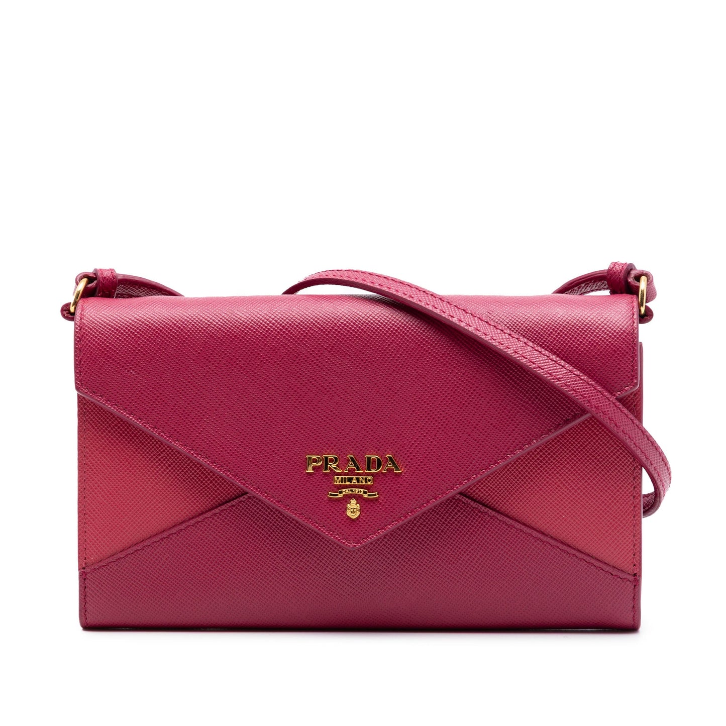 Prada Bicolor Saffiano Envelope Wallet On Strap