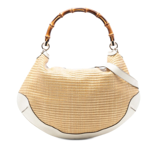 Gucci Raffia Peggy Bamboo Hobo
