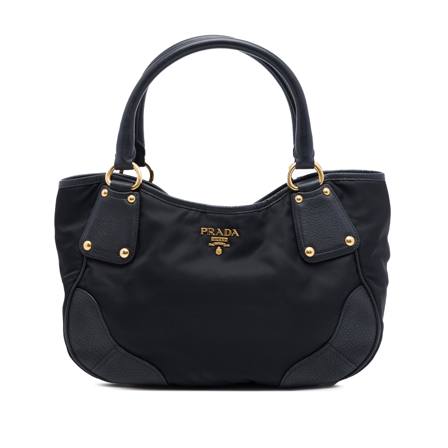 Prada Vitello Daino Trimmed Tessuto Handbag
