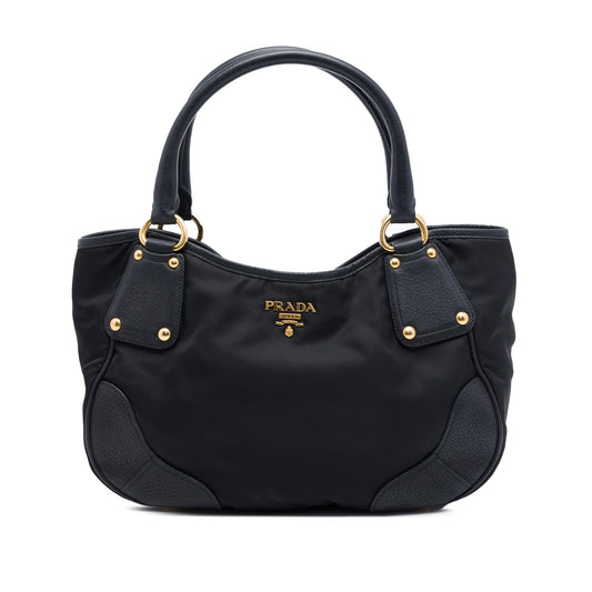 Prada Vitello Daino Trimmed Tessuto Handbag