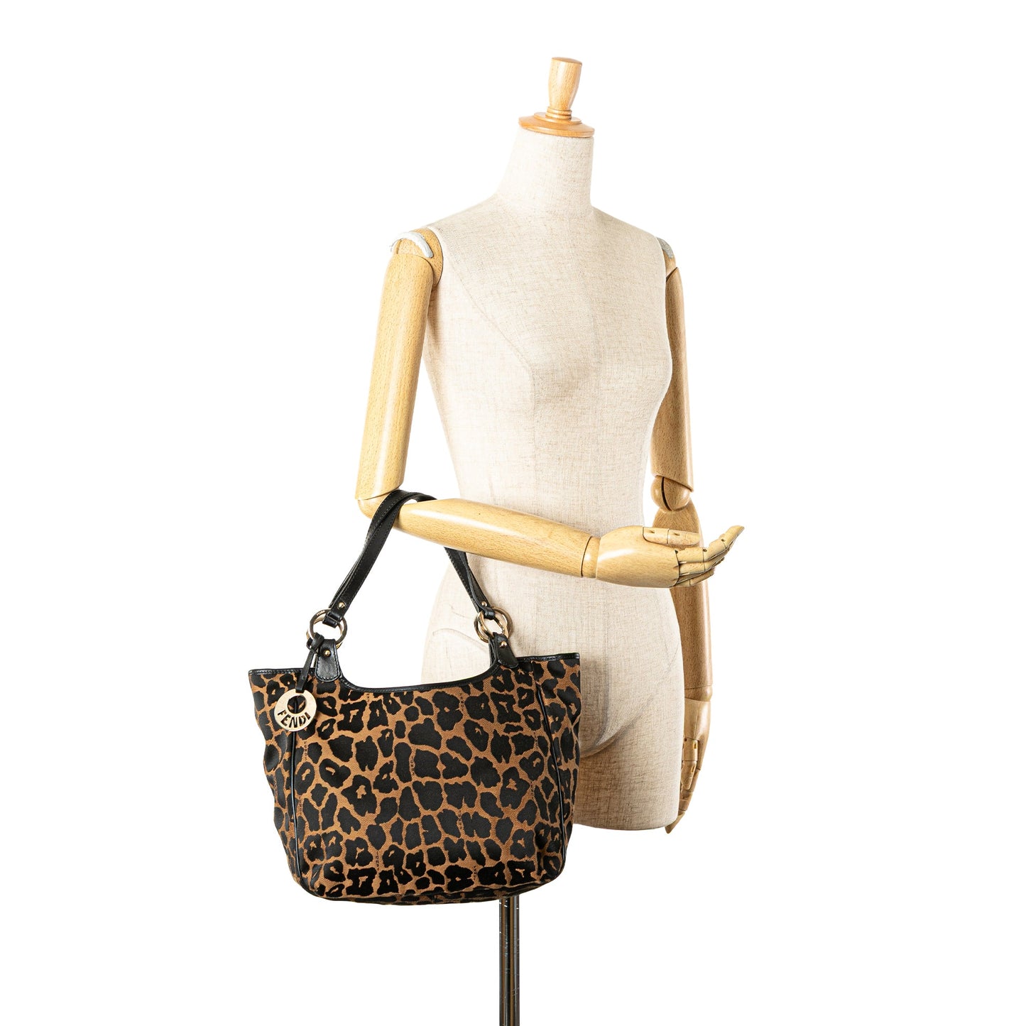 Fendi Leopard Print Chef Canvas Handbag