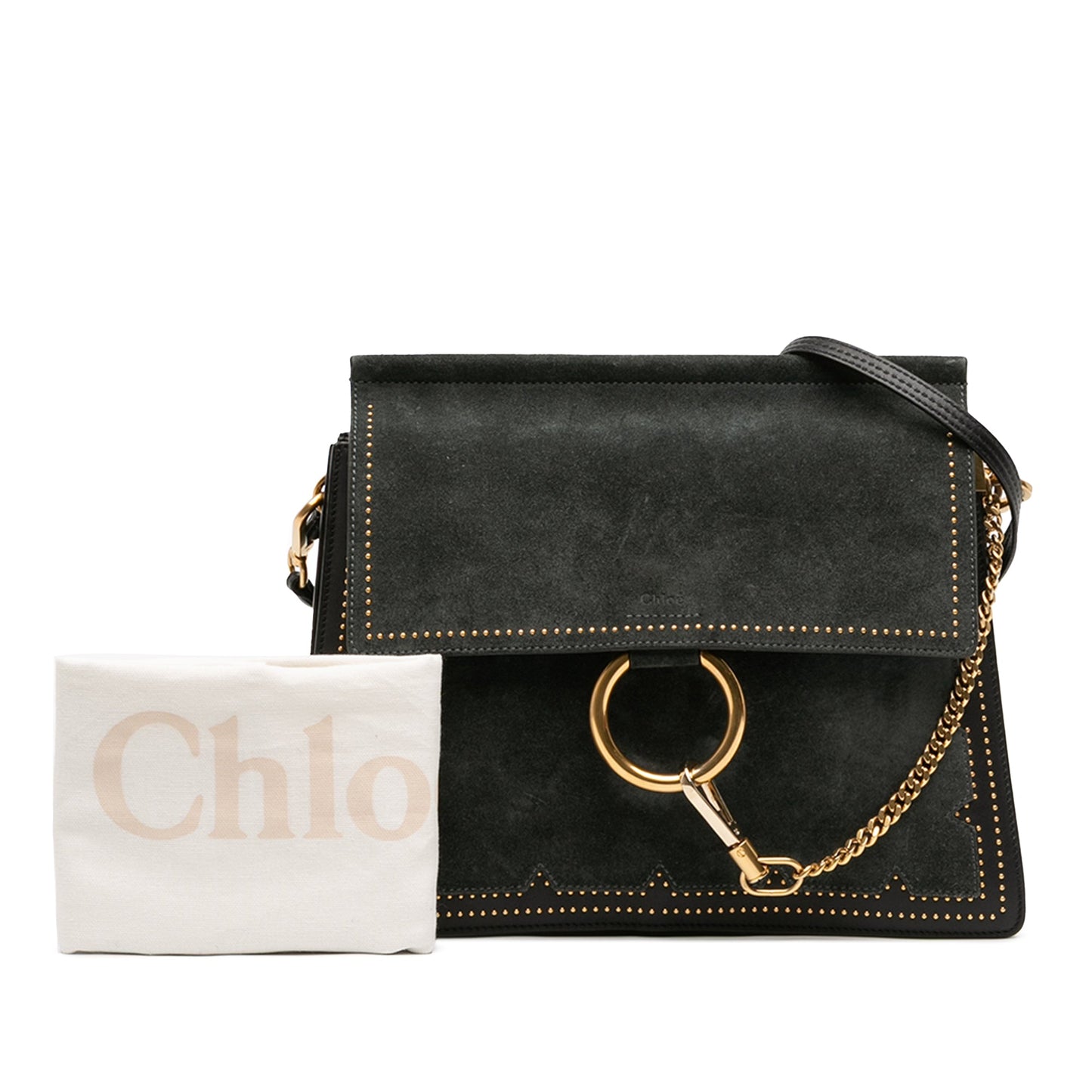 Chloé Medium Studded Suede and Calfskin Faye Crossbody