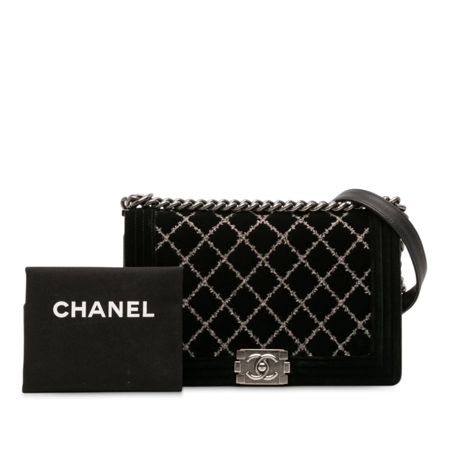 Chanel Medium Quilted Velvet Wild Stitch Boy Flap