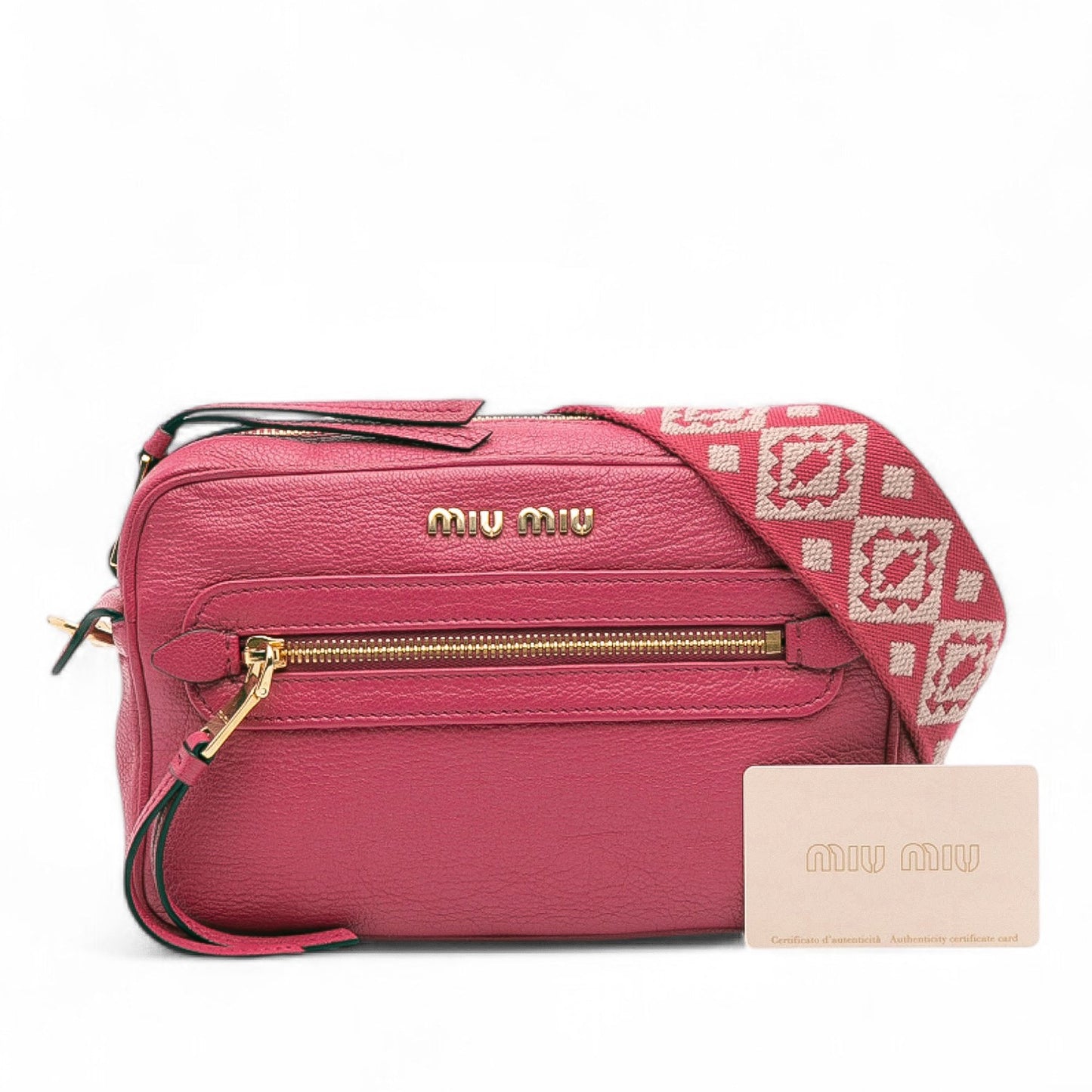 Miu Miu Goatskin Madras Camera Bag