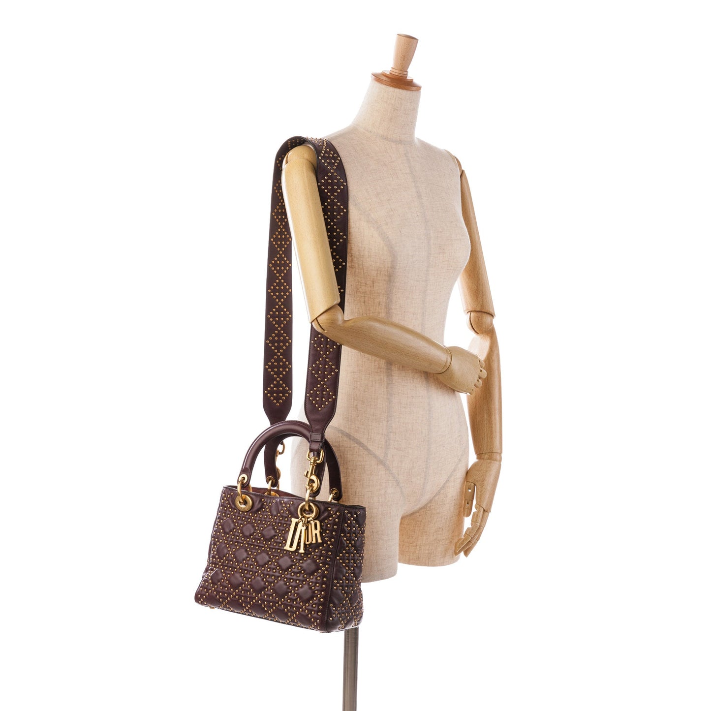 Dior Medium Lambskin Cannage Studded Supple Lady Dior