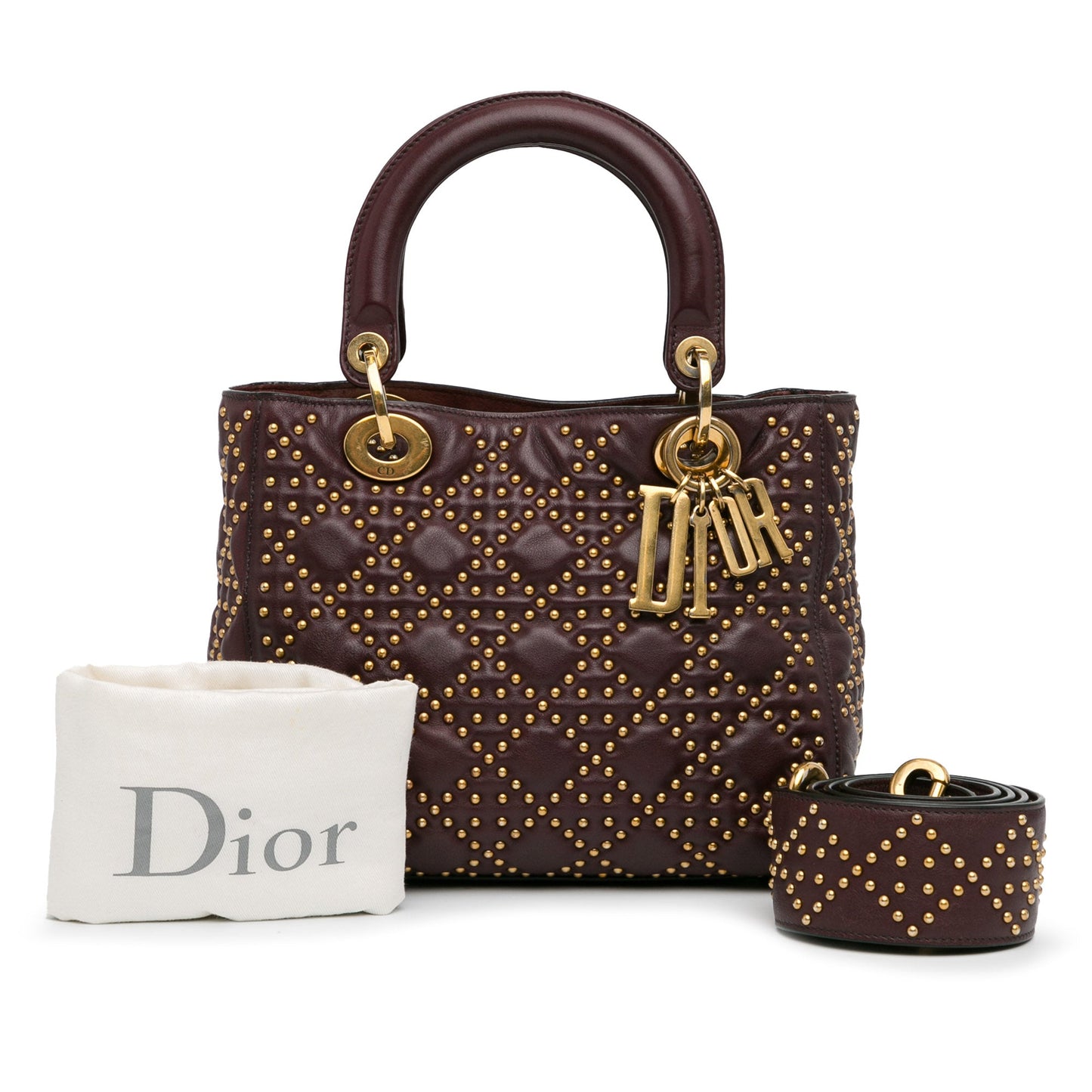 Dior Medium Lambskin Cannage Studded Supple Lady Dior
