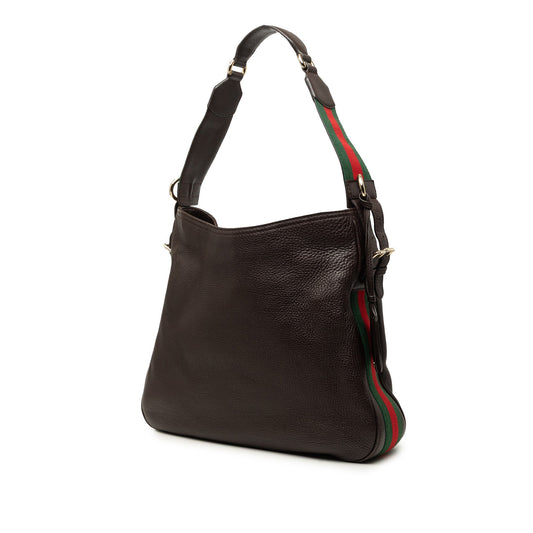 Gucci Medium Pebbled Calfskin Web Heritage Shoulder Bag