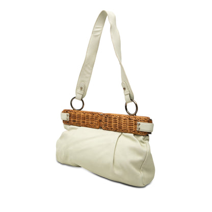 Ferragamo Leather and Wicker Shoulder Bag