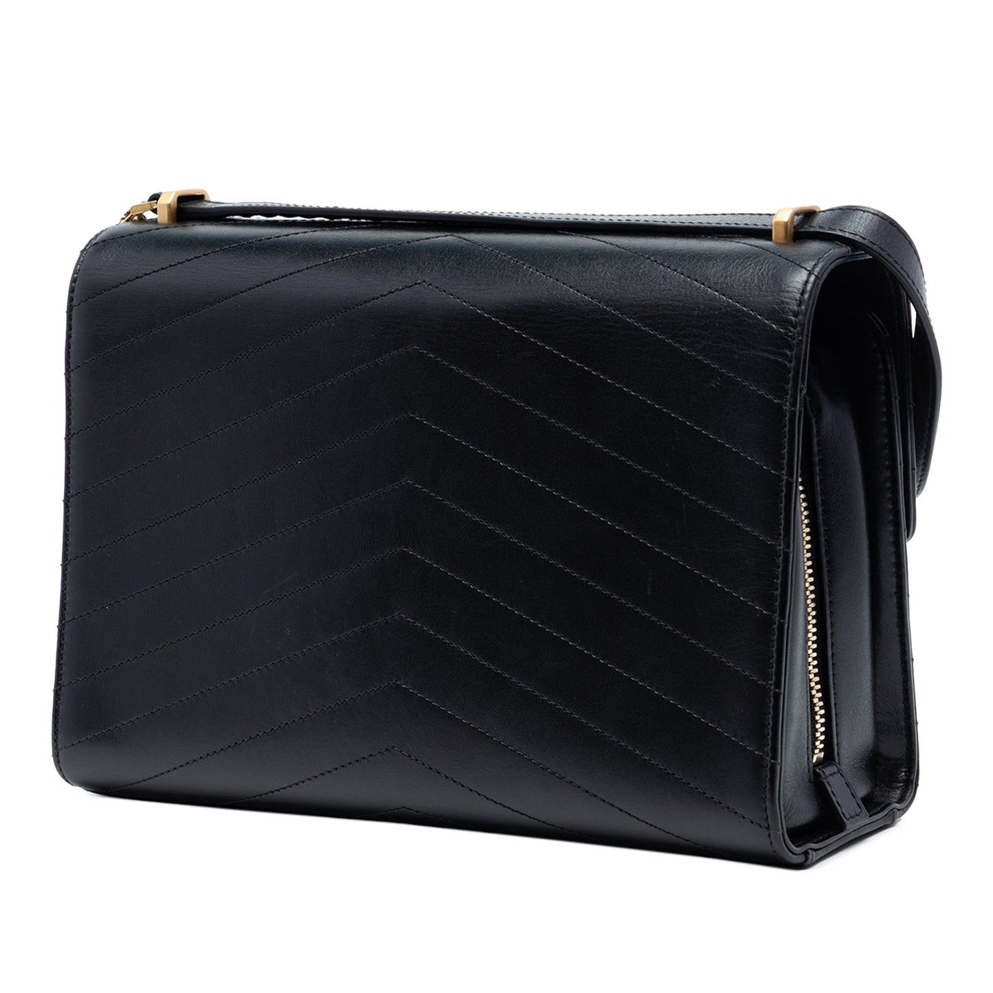 Chanel CC Chevron Calfskin Medal Flap
