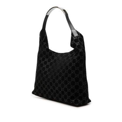 Gucci GG Suede Metal Handle Shoulder Bag
