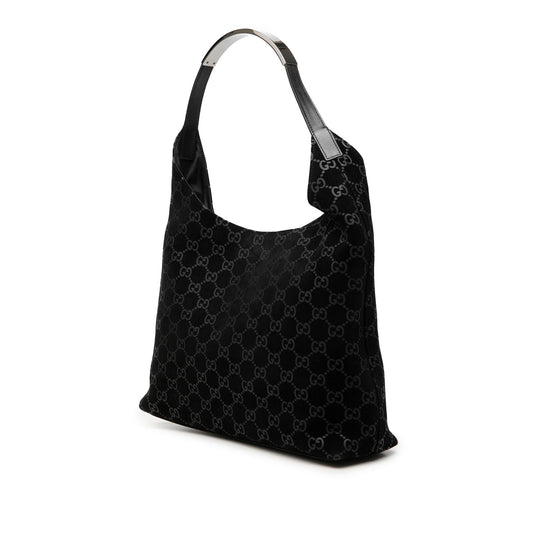 Gucci GG Suede Metal Handle Shoulder Bag