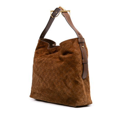 Gucci Large GG Suede Horsebit Beatrix Hobo