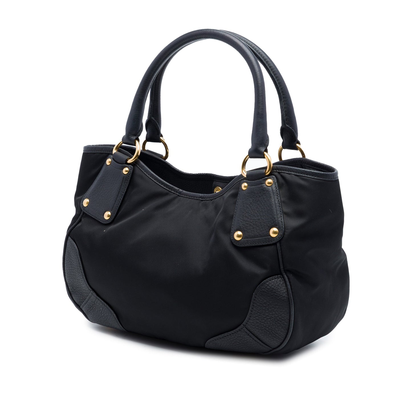 Prada Vitello Daino Trimmed Tessuto Handbag