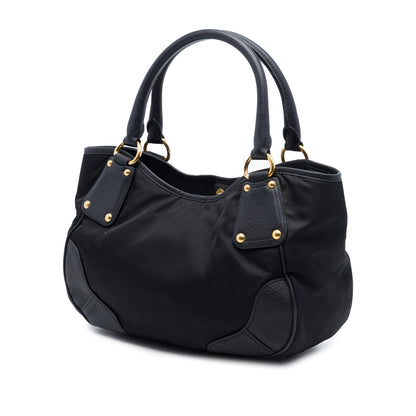 Prada Vitello Daino Trimmed Tessuto Handbag