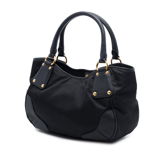 Prada Vitello Daino Trimmed Tessuto Handbag
