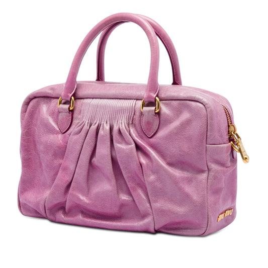 Miu Miu Bolso Satchel Bauletto con Fruncido Vitello Lux