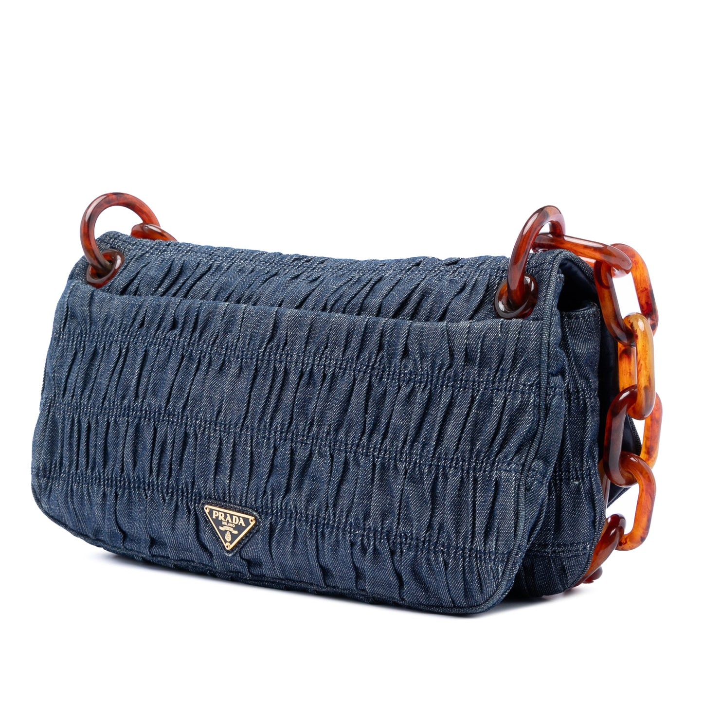 Prada Denim Gaufre Resin Chain Shoulder Bag