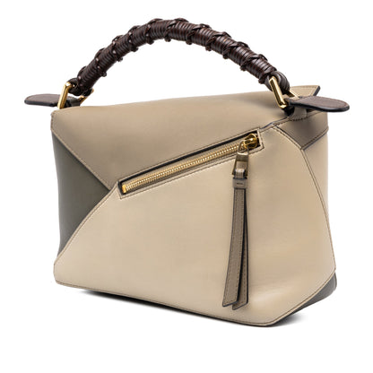 Loewe Small Tricolor Calfskin Braided Puzzle Edge Satchel