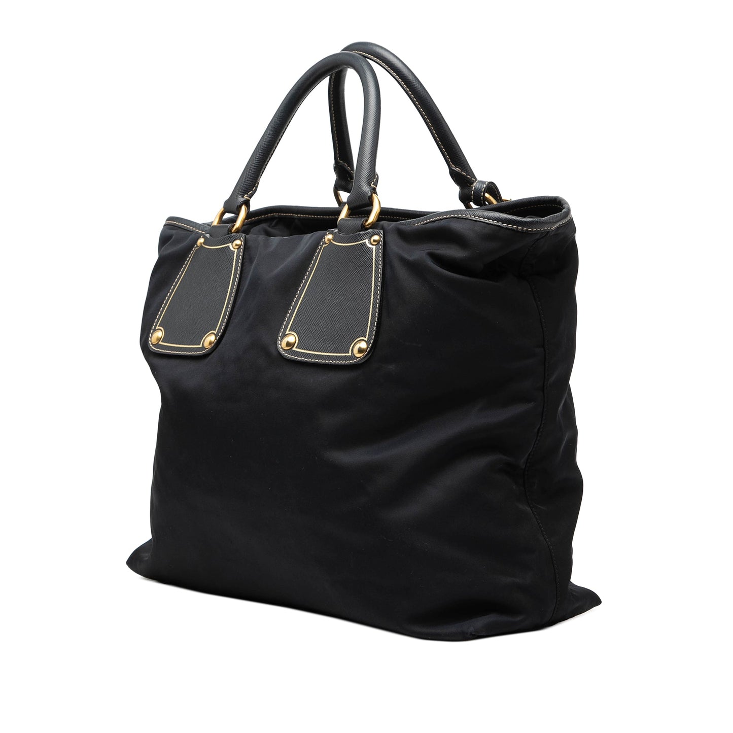 Prada Saffiano Trimmed Tessuto Satchel