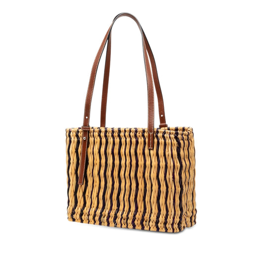 Bolso tote cuadrado Loewe Paulas Ibiza de rafia pequeño con anagrama