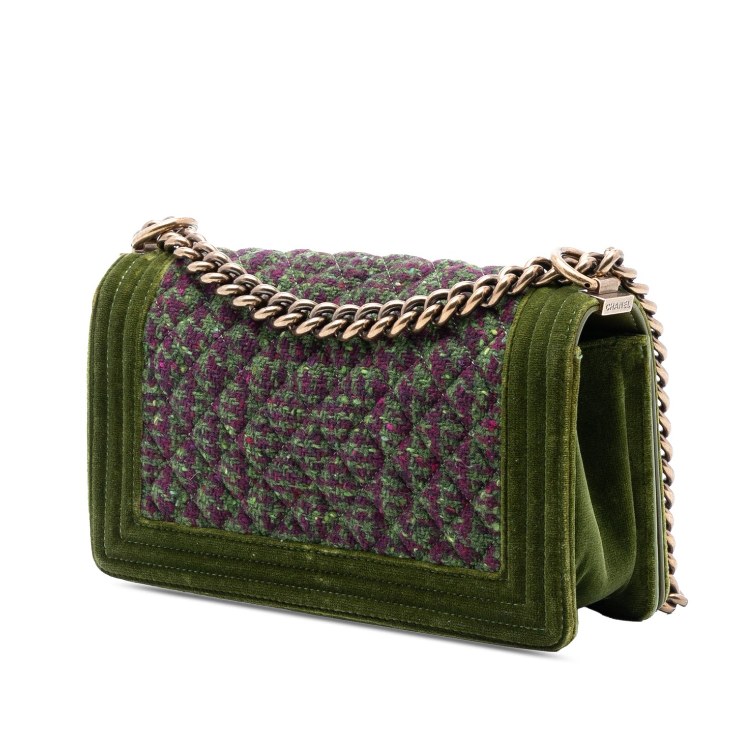 Chanel Old Medium Tweed and Velvet Boy Flap